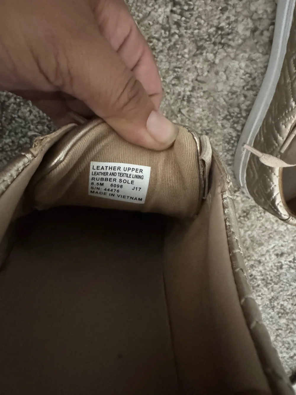 Tory Burch Metallic rose Gold Quilted Lace-Up Sneakers